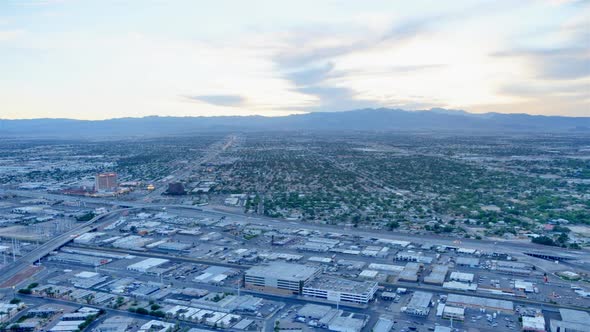 Static, timelapse of the sun setting over the Las Vegas skyline.