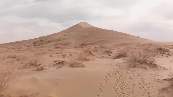 Aerial of Sand Dunes in Altyn Emel National Park in Kazakhstan