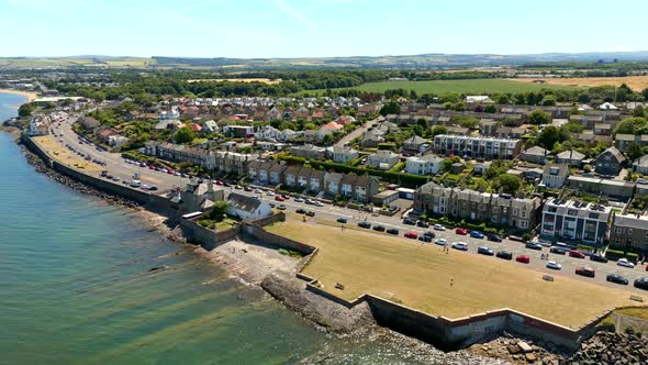 Aerial Footage Portobello Beach Coastline Edinburgh Scotland Uk Circa 2022