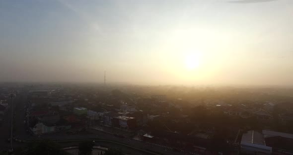 Aerial sunrise Indonesia