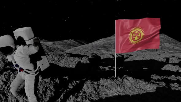 Astronaut Planting Kyrgyzstan Flag on the Moon alt