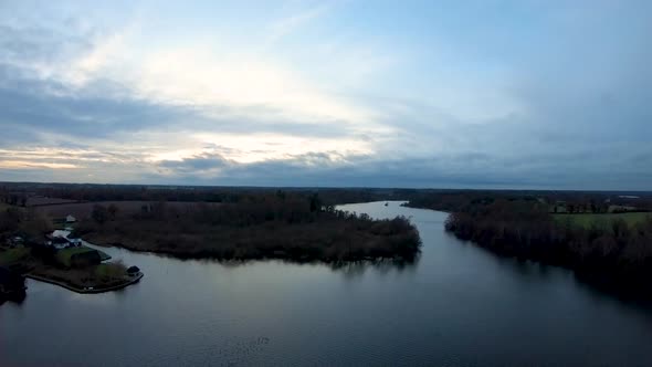 Aerial footage of a Norfolk Broad, the Weir in South Walsham.
