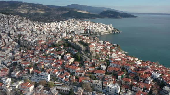 Panoramic view - the city of Kavala, Greece