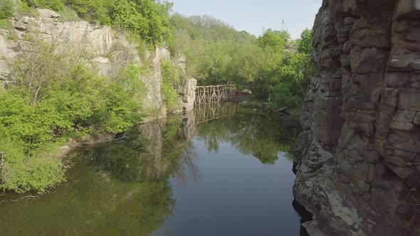 Aerial View To Granite Buky Canyon on the Hirskyi Takich River in Ukraine