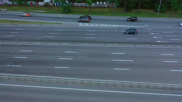 Side View of Car Traffic on the City Highway