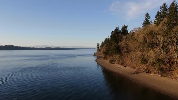 Flying at sunset on the beautiful waters of the Puget Sound