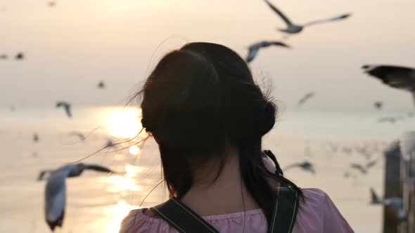 Beautiful Asian Girl Taking Pictures Outdoors Slow Motion