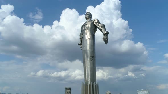 Aerial View of Yuri Gagarin Monument on Gagarin Square in Moscow