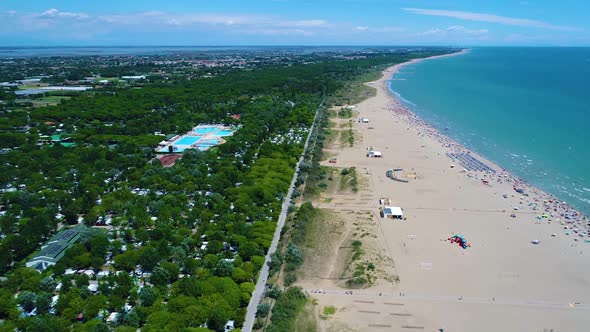 Italy, the Beach of the Adriatic Sea. Rest on the Sea Near Venice