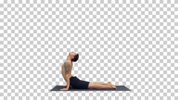 Flexible Strong Yoga Man in Upward and Downward Facing