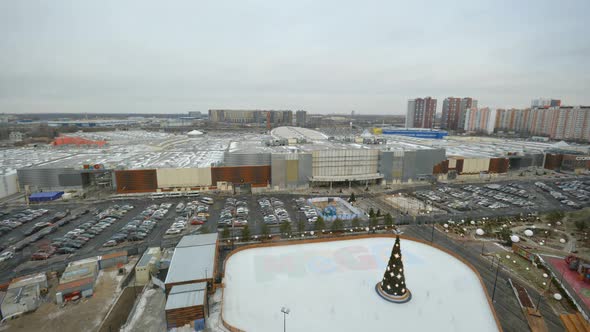 Timelapse of Heavy Snowfall in Contemporary City Upper View