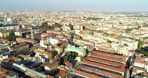 Flying Above Milano City Of Italy