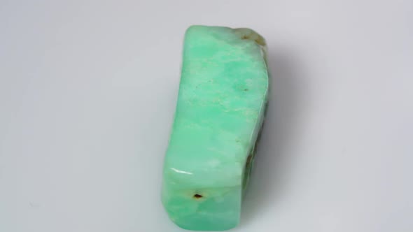 Natural Chrysoprase Rough on the Turning Table