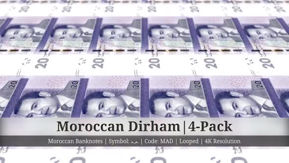 Moroccan Dirham | Morocco Currency - 4 Pack | 4K Resolution | Looped