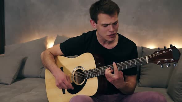 Closeup Portrait of a Cheerful Caucasian Man Singing a Song