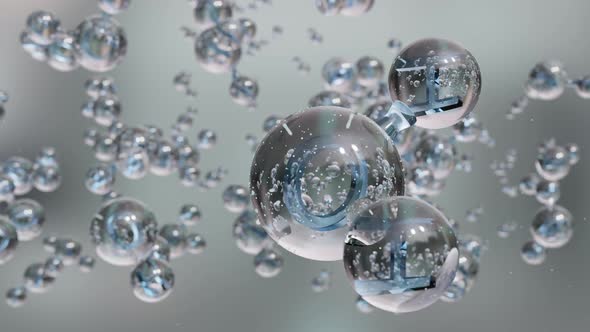 Water molecules, Molecular chemical formula H2O,  odorless, Ball and Stick chemical structure model,