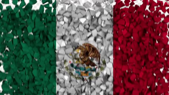 Mexico Flag Breaking Rocks Transition