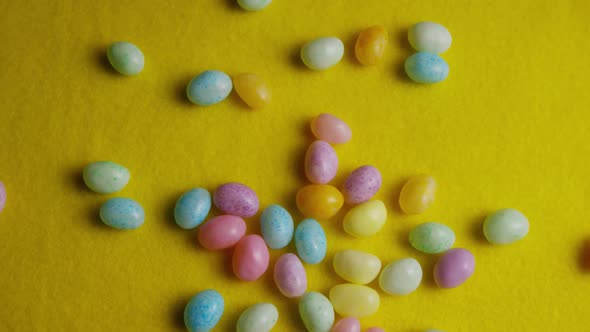 Rotating shot of colorful Easter jelly beans