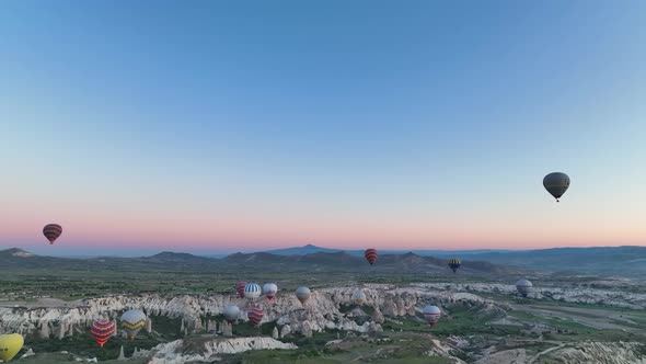 Awesome aerial view of Goreme Historical National Park in Cappadocia