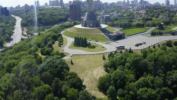 Aerial View of the Mother Motherland Monument in Kiev