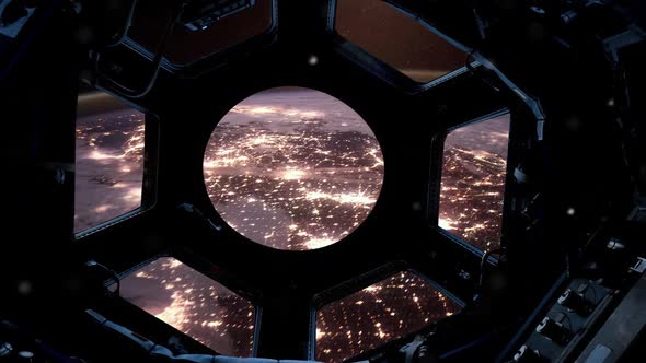 View of the Earth at Night from the International Space Station. alt