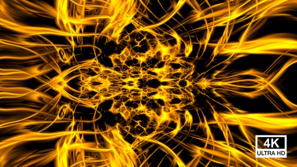 Abstract Golden Fractal Background 4K