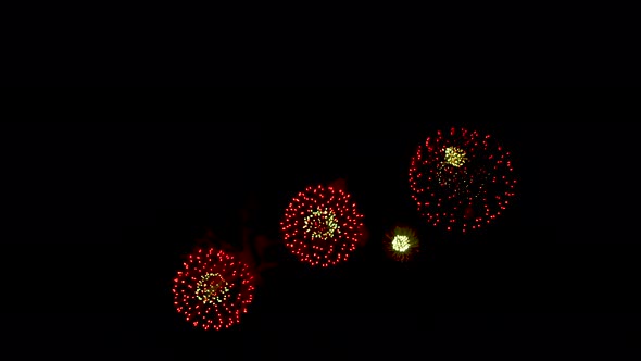 Many flashing colourful fireworks in event amazing with black background celebrate New Year.