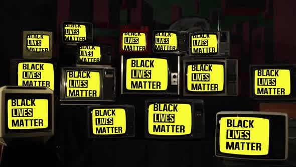 Black Lives Matter Logo on Retro TVs.