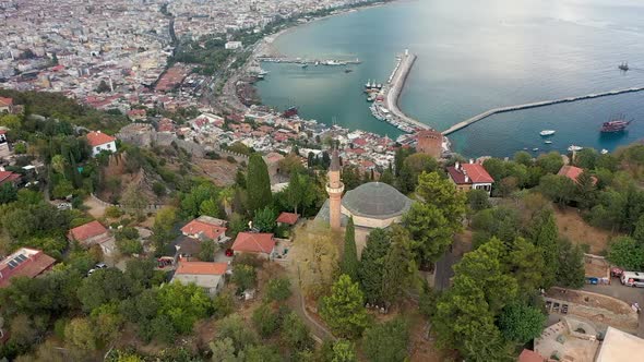 Alanya Castle Alanya Kalesi Aerial View of Mountain and City Turkey