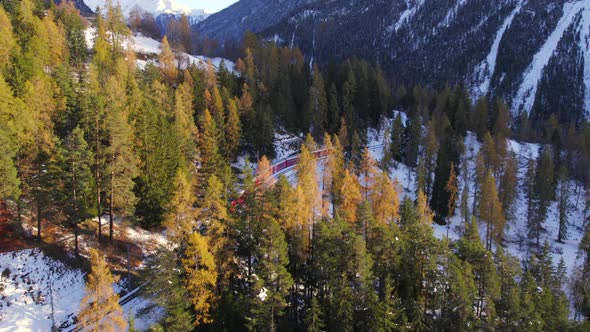 A Train in Switzerland Passing through Beautiful Landscapes