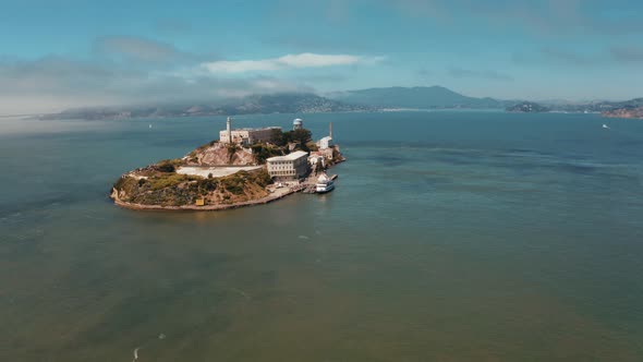 Panoramic View of the Alcatraz Island Prison From Above in San Francisco