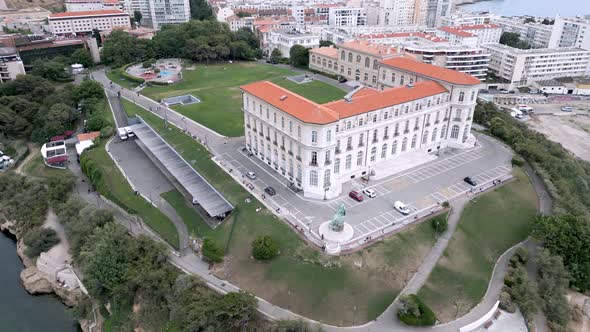 Flying over Emile Duclaux park in Marseille, France