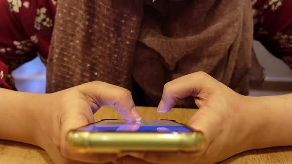 Close Up of Women Hand Holding Smart Phone