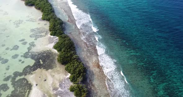 Aerial View of Tropical Island Waves