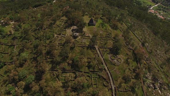 Aerial View of Ancient Roman Architecture Ruins in Portugal