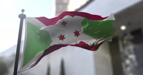 Burundi national flag waving