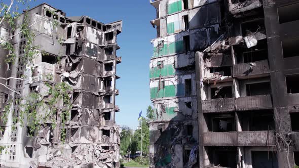 Borodyanka Ukraine  a Destroyed Building During the War Bucha District