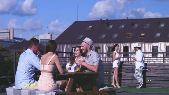 Smiling friends at a party