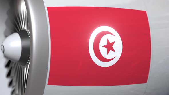 Airplane Turbine with Flag of Tunisia