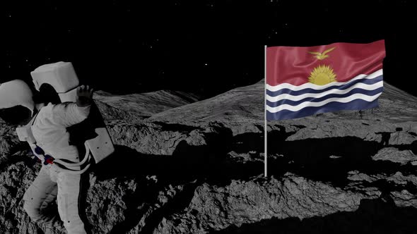 Astronaut Planting Kiribati Flag on the Moon