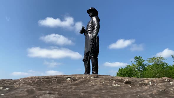 General Warren statue overlooks Little Round Top, Civil War American History
