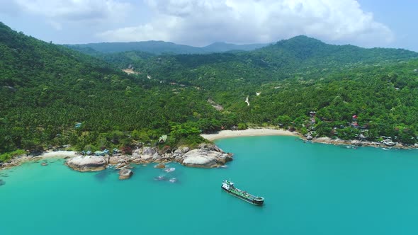 Epic Beach Scenery Hills Background Aerial View