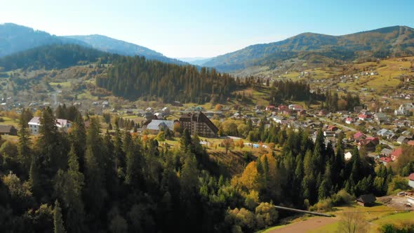 Aerial View on Many Building in the Mountains