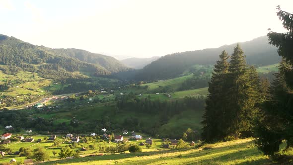 Village at Ukrainian Carpathian Mountains