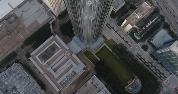 Birds eye view of The Williams tower and surrounding area in the Galleria mall area in Houston, Texa