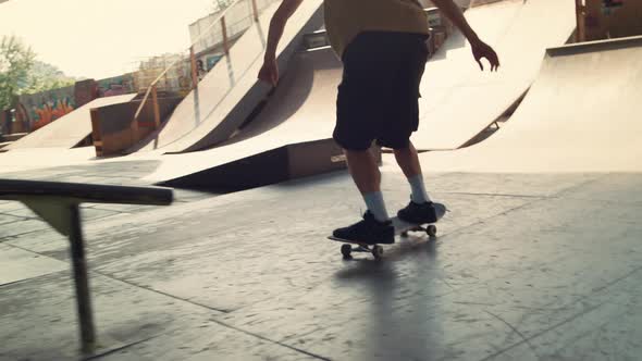 Extreme Skateboarder Riding on Skateboard Outside