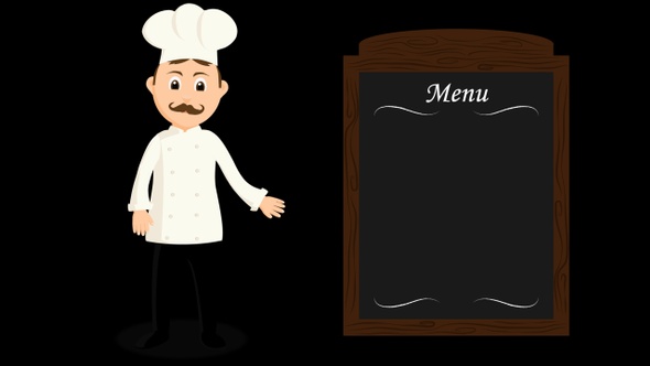 Chef Presenting The Menu Of The Day Cartoon