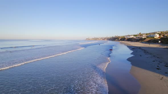 Surfers at Pacific Beach in the Early Morning in San Diego USA