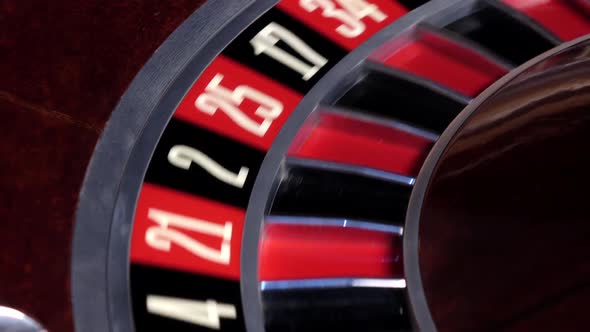 Roulette Wheel Running and Stops with Fallen White Ball