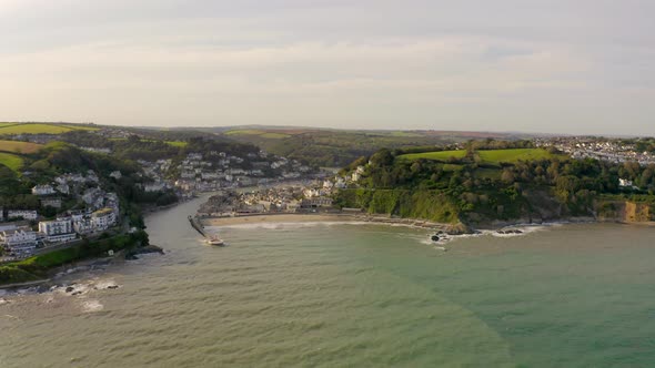 The Coastal Town of Looe in Cornwall UK Seen From The Air in the Summer